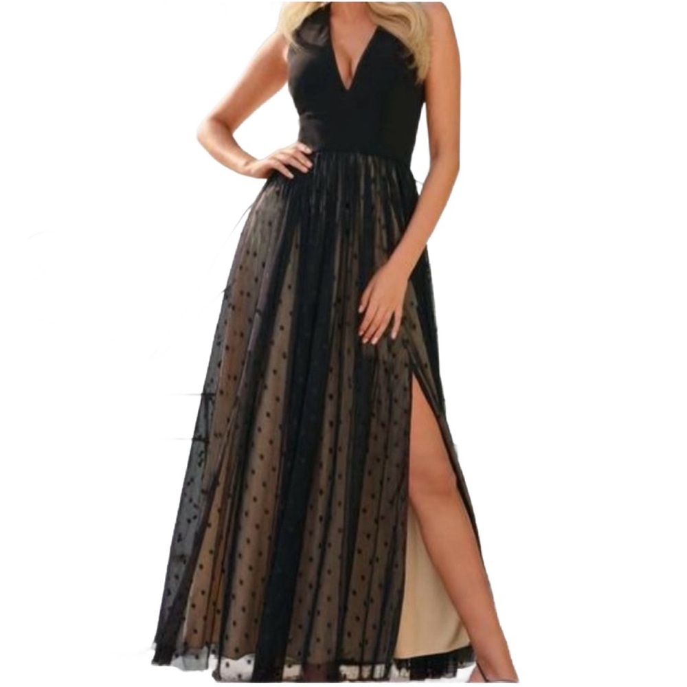 Boston Proper Black and Tan Maxi Dress